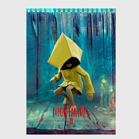 Скетчбук с принтом Little Nightmares 2 в Петрозаводске, 100% бумага
 | 48 листов, плотность листов — 100 г/м2, плотность картонной обложки — 250 г/м2. Листы скреплены сверху удобной пружинной спиралью | little nightmares | страшилка | страшная игра | ужас | хоррор