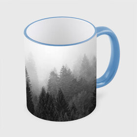 Кружка с принтом Туманный лес в Петрозаводске, керамика | ёмкость 330 мл | Тематика изображения на принте: tegunvteg | деревья | лес | листья | природа | темный лес | туман | туманный лес