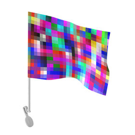 Флаг для автомобиля с принтом РАЗНОЦВЕТНЫЕ ПИКСЕЛИ / КУБЫ в Петрозаводске, 100% полиэстер | Размер: 30*21 см | abstraction | cube | geometry | hexagon | neon | paints | stripes | texture | triangle | абстракция | брызги | геометрия | краски | кубы | неон | соты | текстура