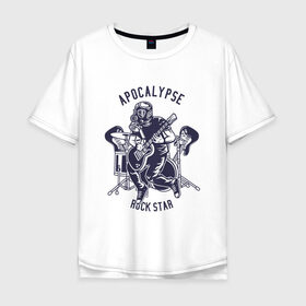 Мужская футболка хлопок Oversize с принтом апокалипсис - рок-звезда в Петрозаводске, 100% хлопок | свободный крой, круглый ворот, “спинка” длиннее передней части | apocalypse | music | rock | апокалипсис | музыка