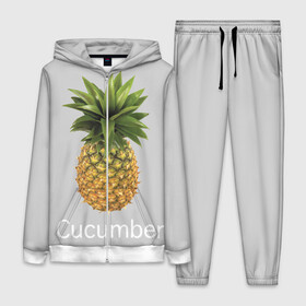 Женский костюм 3D с принтом Pineapple cucumber в Петрозаводске,  |  | cucumber | grey | pineapple | ананас | огурец | серый