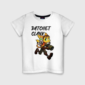 Детская футболка хлопок с принтом Ratchet & Clank в Петрозаводске, 100% хлопок | круглый вырез горловины, полуприлегающий силуэт, длина до линии бедер | game | ratchet  clank | галактические рейнджеры | игры | рэтчет и кланr