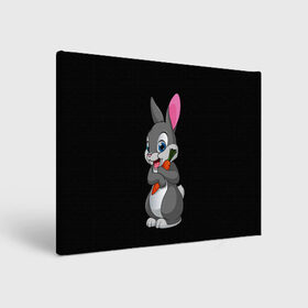 Холст прямоугольный с принтом ЗАЙКА в Петрозаводске, 100% ПВХ |  | Тематика изображения на принте: bunny | cartoon | hare | rabbit | белый | зайчик | заяц | кролик | морковка | мультик | серый