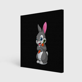Холст квадратный с принтом ЗАЙКА в Петрозаводске, 100% ПВХ |  | Тематика изображения на принте: bunny | cartoon | hare | rabbit | белый | зайчик | заяц | кролик | морковка | мультик | серый
