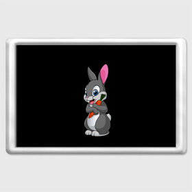 Магнит 45*70 с принтом ЗАЙКА в Петрозаводске, Пластик | Размер: 78*52 мм; Размер печати: 70*45 | Тематика изображения на принте: bunny | cartoon | hare | rabbit | белый | зайчик | заяц | кролик | морковка | мультик | серый