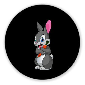 Коврик для мышки круглый с принтом ЗАЙКА в Петрозаводске, резина и полиэстер | круглая форма, изображение наносится на всю лицевую часть | bunny | cartoon | hare | rabbit | белый | зайчик | заяц | кролик | морковка | мультик | серый