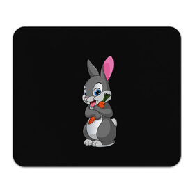 Коврик для мышки прямоугольный с принтом ЗАЙКА в Петрозаводске, натуральный каучук | размер 230 х 185 мм; запечатка лицевой стороны | bunny | cartoon | hare | rabbit | белый | зайчик | заяц | кролик | морковка | мультик | серый