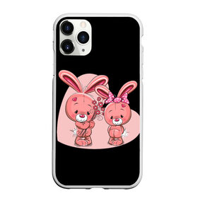 Чехол для iPhone 11 Pro Max матовый с принтом ЗАЙЧИКИ в Петрозаводске, Силикон |  | bunny | cartoon | hare | rabbit | зайка | заяц | кролик | мультик | розовый | цветы