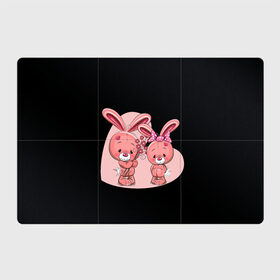 Магнитный плакат 3Х2 с принтом ЗАЙЧИКИ в Петрозаводске, Полимерный материал с магнитным слоем | 6 деталей размером 9*9 см | Тематика изображения на принте: bunny | cartoon | hare | rabbit | зайка | заяц | кролик | мультик | розовый | цветы