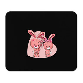Коврик для мышки прямоугольный с принтом ЗАЙЧИКИ в Петрозаводске, натуральный каучук | размер 230 х 185 мм; запечатка лицевой стороны | bunny | cartoon | hare | rabbit | зайка | заяц | кролик | мультик | розовый | цветы