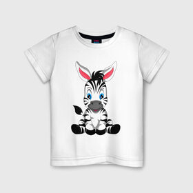 Детская футболка хлопок с принтом МАЛЫШ ЗЕБРА в Петрозаводске, 100% хлопок | круглый вырез горловины, полуприлегающий силуэт, длина до линии бедер | baby | cute | horse | striped | zebra | зебра | лошадь | малыш | милый | полосатый