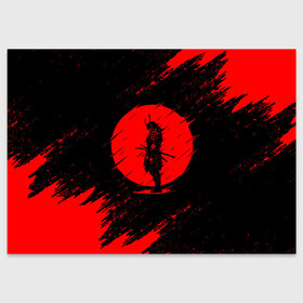Поздравительная открытка с принтом САМУРАИ | SAMURAI в Петрозаводске, 100% бумага | плотность бумаги 280 г/м2, матовая, на обратной стороне линовка и место для марки
 | Тематика изображения на принте: ahegao | anime | blood | japan | katana | knight | moon | samurai | senpai | sun | warior | аниме | ахегао | воин | катана | кровавая | кровавый | кровь | луна | меч | сакура | самураи | самурай | семпай | сенпай | солнце | харакири | 