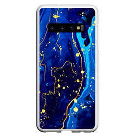 Чехол для Samsung Galaxy S10 с принтом СИНИЙ ГРАНИТ в Петрозаводске, Силикон | Область печати: задняя сторона чехла, без боковых панелей | Тематика изображения на принте: marble | абстракция | гранит | золото | золотой | камень | контраст | линии | позолочен | полосы. | синий гранит