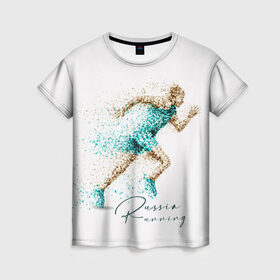 Женская футболка 3D с принтом Russia Running в Петрозаводске, 100% полиэфир ( синтетическое хлопкоподобное полотно) | прямой крой, круглый вырез горловины, длина до линии бедер | running | russia | russia running | бег | россия