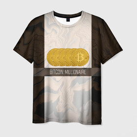 Мужская футболка 3D с принтом Bitcoin | Биткоин | Миллионер в Петрозаводске, 100% полиэфир | прямой крой, круглый вырез горловины, длина до линии бедер | bitcoin | millioniare | акции | акционер | биткоин | биток | инвестиции | инвестиция | инвестор | миллионер | монета