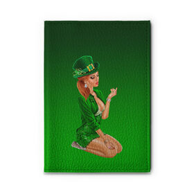 Обложка для автодокументов с принтом девушка лепрекон в зеленом в Петрозаводске, натуральная кожа |  размер 19,9*13 см; внутри 4 больших “конверта” для документов и один маленький отдел — туда идеально встанут права | 17 марта | девушка | день святого патрика | зеленый | зеленый костюм | ирландия | клевер | кружка | лепрекон | модель | монеты | рисунок | традиции | эль