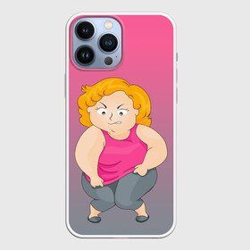 Чехол для iPhone 13 Pro Max с принтом широкая кость   мотивация в Петрозаводске,  |  | блондинка | бодипозитив | девушка | диета | досада | женщина | злость | кость широкая | мотивация | пышка | пышная | спорт | тренировка | треня | фитнес | формы | шутка