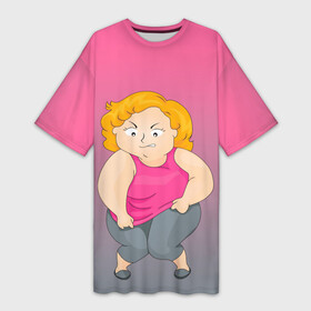 Платье-футболка 3D с принтом широкая кость   мотивация в Петрозаводске,  |  | блондинка | бодипозитив | девушка | диета | досада | женщина | злость | кость широкая | мотивация | пышка | пышная | спорт | тренировка | треня | фитнес | формы | шутка