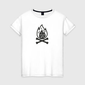 Женская футболка хлопок с принтом Время грешить в Петрозаводске, 100% хлопок | прямой крой, круглый вырез горловины, длина до линии бедер, слегка спущенное плечо | время грешить | грех | зло | кости | огонь | пламя | прикол