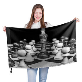 Флаг 3D с принтом Шахматы в Петрозаводске, 100% полиэстер | плотность ткани — 95 г/м2, размер — 67 х 109 см. Принт наносится с одной стороны | доска | игра | игровая | игры | короли | король | логика | настольная | настольные | пешка | пешки | спорт | туча | шахматный | шахматы