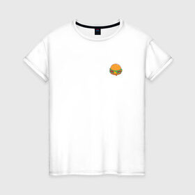 Женская футболка хлопок с принтом Бургер в Петрозаводске, 100% хлопок | прямой крой, круглый вырез горловины, длина до линии бедер, слегка спущенное плечо | hamburger | бургер | бутерброд | гамбургер | еда | фастфуд