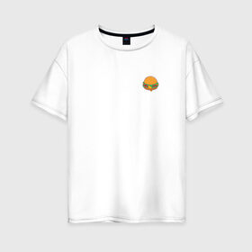 Женская футболка хлопок Oversize с принтом Бургер в Петрозаводске, 100% хлопок | свободный крой, круглый ворот, спущенный рукав, длина до линии бедер
 | hamburger | бургер | бутерброд | гамбургер | еда | фастфуд