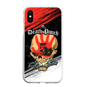 Чехол для iPhone XS Max матовый с принтом Five Finger Death Punch [7] в Петрозаводске, Силикон | Область печати: задняя сторона чехла, без боковых панелей | 5fdp | 5фдп | ffdp | five finger death punch | metal | music | skeleton | sounds | метал | музыка | рок | череп