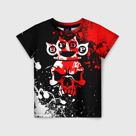 Детская футболка 3D с принтом Five Finger Death Punch [8] в Петрозаводске, 100% гипоаллергенный полиэфир | прямой крой, круглый вырез горловины, длина до линии бедер, чуть спущенное плечо, ткань немного тянется | 5fdp | 5фдп | ffdp | five finger death punch | metal | music | skeleton | sounds | метал | музыка | рок | череп