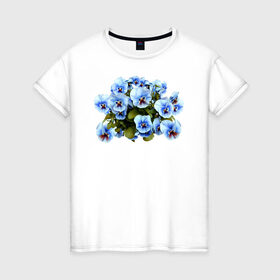 Женская футболка хлопок с принтом Цветочки в Петрозаводске, 100% хлопок | прямой крой, круглый вырез горловины, длина до линии бедер, слегка спущенное плечо | анютины глазки | девушкам | женщинам | красота | цветочки | цветы