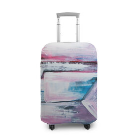 Чехол для чемодана 3D с принтом Цветные мелки в Петрозаводске, 86% полиэфир, 14% спандекс | двустороннее нанесение принта, прорези для ручек и колес | живопись | краски | красный | линии | мазки | масляные краски | розовый | синий | цветные мелки