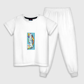 Детская пижама хлопок с принтом Skittles | Голубой в Петрозаводске, 100% хлопок |  брюки и футболка прямого кроя, без карманов, на брюках мягкая резинка на поясе и по низу штанин
 | blue | freeze pop | limited edition | skittles | скитлс