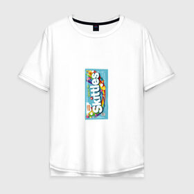 Мужская футболка хлопок Oversize с принтом Skittles | Голубой в Петрозаводске, 100% хлопок | свободный крой, круглый ворот, “спинка” длиннее передней части | blue | freeze pop | limited edition | skittles | скитлс