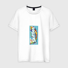 Мужская футболка хлопок с принтом Skittles | Голубой в Петрозаводске, 100% хлопок | прямой крой, круглый вырез горловины, длина до линии бедер, слегка спущенное плечо. | blue | freeze pop | limited edition | skittles | скитлс