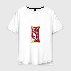 Мужская футболка хлопок Oversize с принтом Skittles | Красный в Петрозаводске, 100% хлопок | свободный крой, круглый ворот, “спинка” длиннее передней части | limited edition | long lost time | red | skittles | красный | скитлс