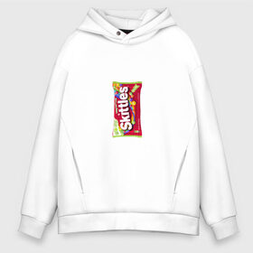 Мужское худи Oversize хлопок с принтом Skittles | Красный в Петрозаводске, френч-терри — 70% хлопок, 30% полиэстер. Мягкий теплый начес внутри —100% хлопок | боковые карманы, эластичные манжеты и нижняя кромка, капюшон на магнитной кнопке | Тематика изображения на принте: limited edition | long lost time | red | skittles | красный | скитлс