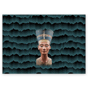 Поздравительная открытка с принтом Нефертити в Петрозаводске, 100% бумага | плотность бумаги 280 г/м2, матовая, на обратной стороне линовка и место для марки
 | африка | божества | волны | геометрия | египет | маска | нефертити | фараон | царица