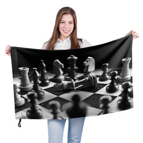 Флаг 3D с принтом Шахматы в Петрозаводске, 100% полиэстер | плотность ткани — 95 г/м2, размер — 67 х 109 см. Принт наносится с одной стороны | доска | игра | игровая | игры | конь | короли | король | ладья | логика | настольная | настольные | пешка | пешки | спорт | туча | ферзь | шахматный | шахматы