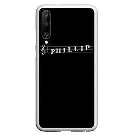 Чехол для Honor P30 с принтом Phillip в Петрозаводске, Силикон | Область печати: задняя сторона чехла, без боковых панелей | clef | instrument | music | musical | name | notation | note | notes | phillip | tablature | treble | грамота | имя | инструмент | ключ | музыка | музыкальный | нота | нотная | ноты | скрипичный | табулатура | филипп | филя