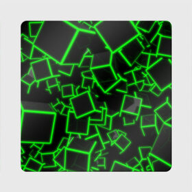 Магнит виниловый Квадрат с принтом Cyber cube в Петрозаводске, полимерный материал с магнитным слоем | размер 9*9 см, закругленные углы | 3д кубики | cyber cube | кибер куб | куб | неоновые кубики