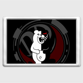 Магнит 45*70 с принтом MONOKUMA | МОНОКУМА | DANGANRO в Петрозаводске, Пластик | Размер: 78*52 мм; Размер печати: 70*45 | anime | bear | black  white | danganronpa | kurokuma | monodam | monokuma | monomi | monotaro | rabbit | school | shirokuma | аниме | главарь | мoноми | монокума | черно белый | школа