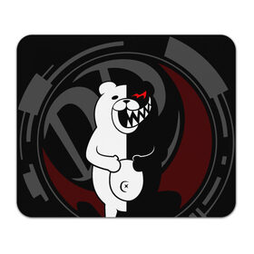 Коврик для мышки прямоугольный с принтом MONOKUMA | МОНОКУМА | DANGANRO в Петрозаводске, натуральный каучук | размер 230 х 185 мм; запечатка лицевой стороны | anime | bear | black  white | danganronpa | kurokuma | monodam | monokuma | monomi | monotaro | rabbit | school | shirokuma | аниме | главарь | мoноми | монокума | черно белый | школа