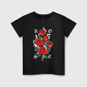 Детская футболка хлопок с принтом РОЗЫ | ROSES SMOKE в Петрозаводске, 100% хлопок | круглый вырез горловины, полуприлегающий силуэт, длина до линии бедер | chery | flowers | japan | roses | sakura | вишня | растения | розы | ромашка | сакура | тюльпаны | цветы | цветы сакуры | япония