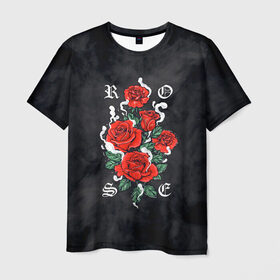 Мужская футболка 3D с принтом РОЗЫ | ROSES SMOKE в Петрозаводске, 100% полиэфир | прямой крой, круглый вырез горловины, длина до линии бедер | chery | flowers | japan | roses | sakura | вишня | растения | розы | ромашка | сакура | тюльпаны | цветы | цветы сакуры | япония