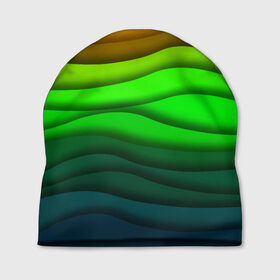 Шапка 3D с принтом Цветные волны в Петрозаводске, 100% полиэстер | универсальный размер, печать по всей поверхности изделия | волна | полосы | текстуры | узор волна | цветные волны | цветные полосы