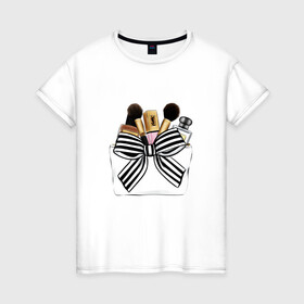 Женская футболка хлопок с принтом Кисти в Петрозаводске, 100% хлопок | прямой крой, круглый вырез горловины, длина до линии бедер, слегка спущенное плечо | make up | визаж | визажист | макияж | мейк | мейкап | пудра