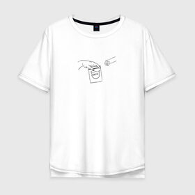Мужская футболка хлопок Oversize с принтом Вискас в Петрозаводске, 100% хлопок | свободный крой, круглый ворот, “спинка” длиннее передней части | вискас | животные | искусство | кот | котик | прикол | сотворение адама | юмор