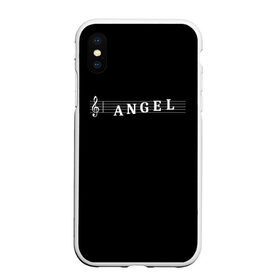 Чехол для iPhone XS Max матовый с принтом Angel в Петрозаводске, Силикон | Область печати: задняя сторона чехла, без боковых панелей | Тематика изображения на принте: angel | clef | instrument | music | musical | notation | note | notes | tablature | treble | ангел | грамота | инструмент | ключ | музыка | музыкальный | нота | нотная | ноты | скрипичный | табулатура