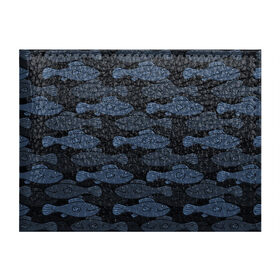 Обложка для студенческого билета с принтом Синие рыбы на темном фоне в Петрозаводске, натуральная кожа | Размер: 11*8 см; Печать на всей внешней стороне | морской паттерн | подводный мир | рыбы | синие рыбы