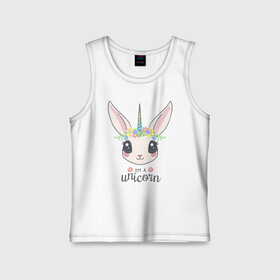 Детская майка хлопок с принтом Кролик единорог в Петрозаводске,  |  | bunny | cute | unicorn | единорог | кролик | милый | розовый | цветы