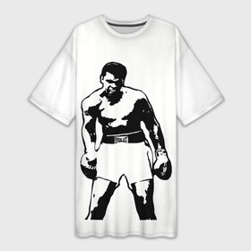 Платье-футболка 3D с принтом The Greatest (Muhammad Ali) в Петрозаводске,  |  | ali | clay | mohammed | али | боец | боксер | величайший | возможность | искусства | касиус | клей | личность | мозайка | мотивация | мохаммед | мухамед | перчатки | сила | слова | спорт | темный | узор